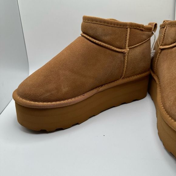 CUSHIONAIRE Women's Genuine Suede pull on platform boot +Memory Foam 8.5 CHESTNU - Picture 7 of 7